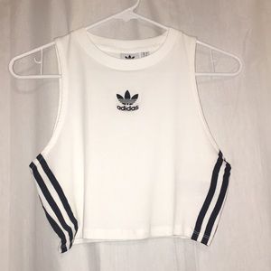Cropped white & black adidas tank top!